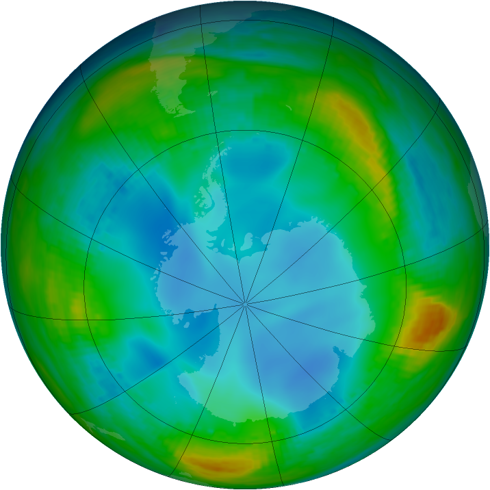 Antarctic ozone map for 15 July 1987